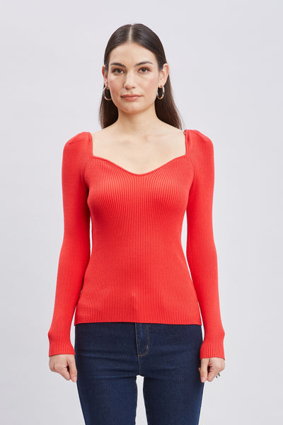 Contour Neck Rib Sweater Image 1