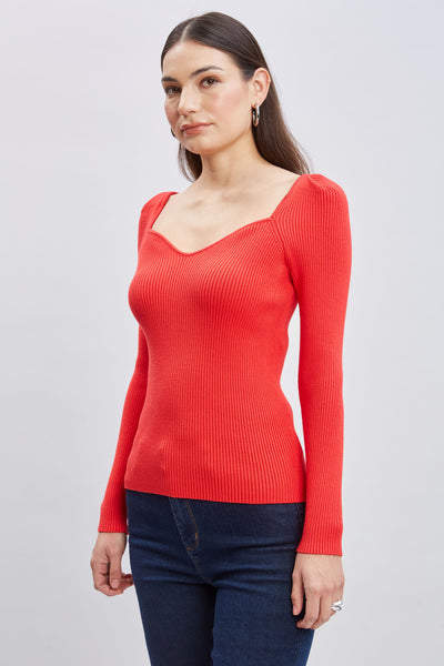 Contour Neck Rib Sweater Image 3