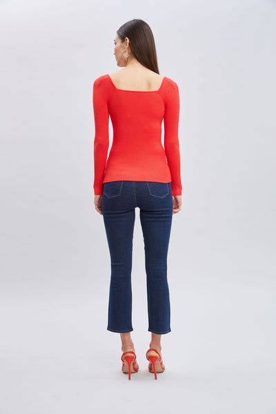 Contour Neck Rib Sweater Image 5