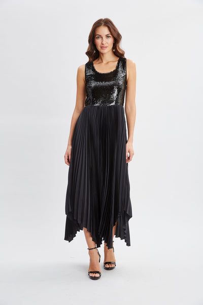 Sequin Bodice Pleated Dress Image 1