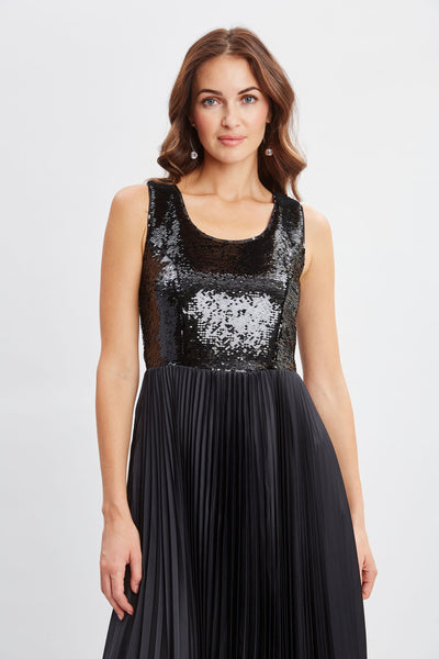 Sequin Bodice Pleated Dress Image 5