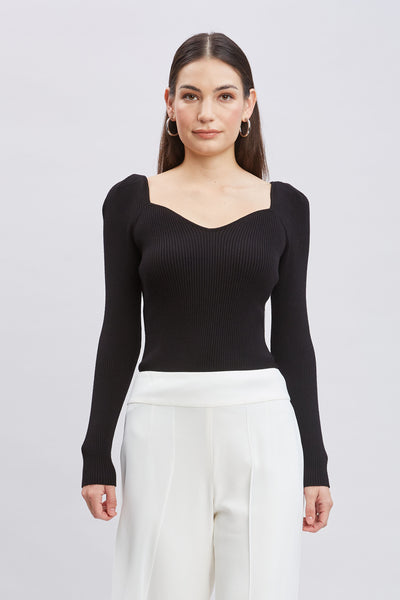 Contour Neck Rib Sweater Image 1