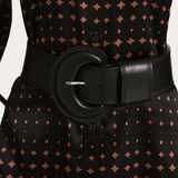Round Buckle Leather Belt