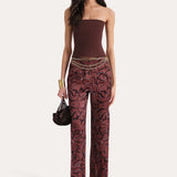 Naya Charmeuse Coral Print Pants
