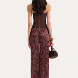 Naya Charmeuse Coral Print Pants