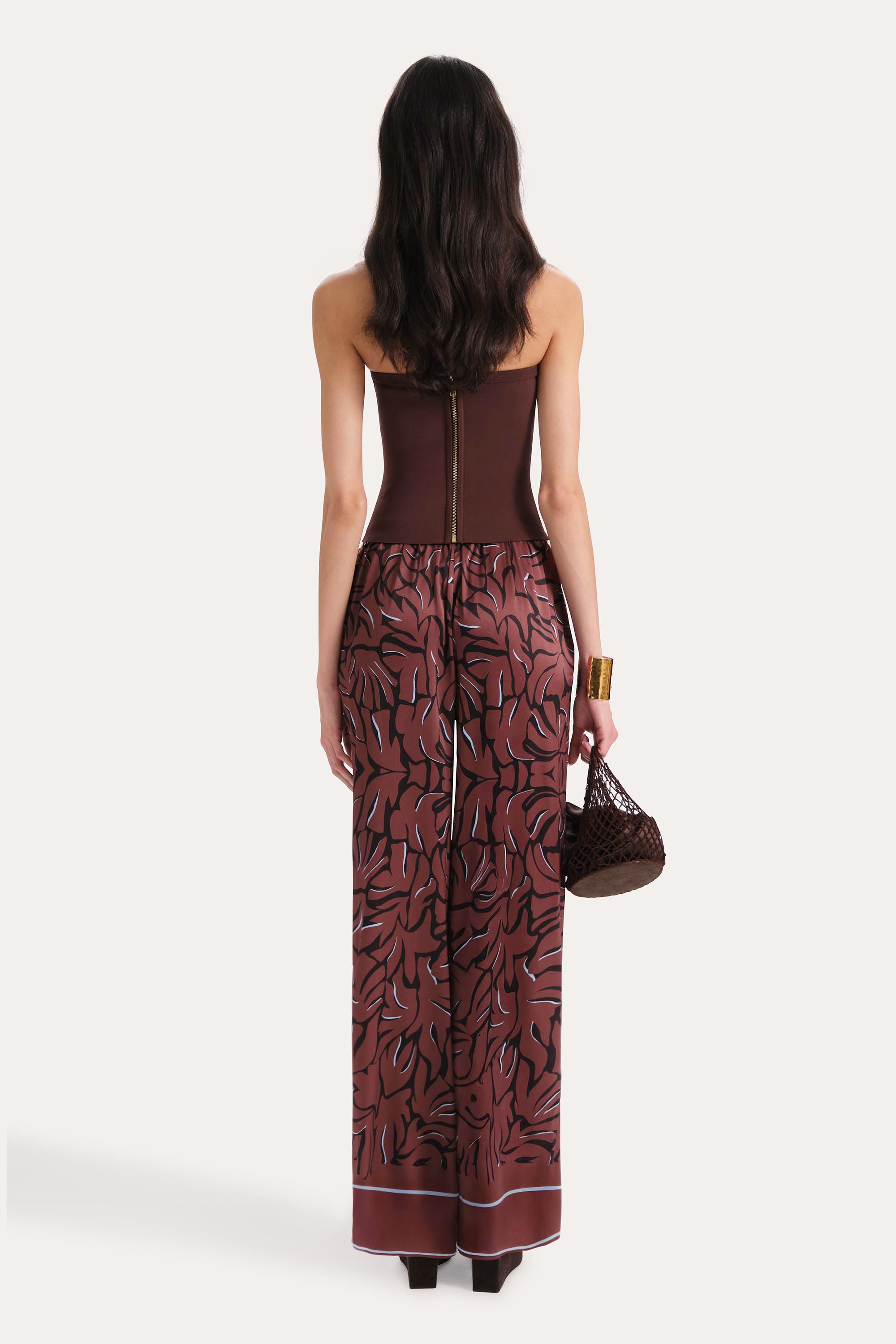 Naya Charmeuse Coral Print Pants
