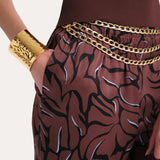 Naya Charmeuse Coral Print Pants
