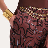 Naya Charmeuse Coral Print Pants