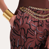 Naya Charmeuse Coral Print Pants