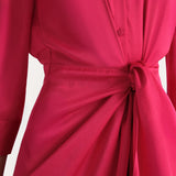 Satin Tie Shirt Dress