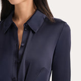 Satin Tie Shirt Dress