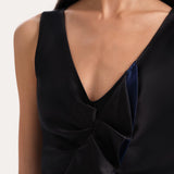 Silk Satin Sleeveless Ruffle Top