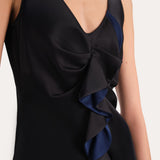 Silk Satin Sleeveless Ruffle Top