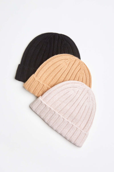 Cashmere Wool Rib Beanie Hat Image 2