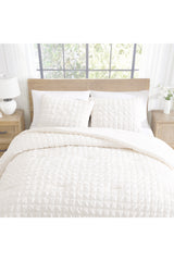 Tahari Grid Seersucker 3-Piece Cotton Comforter, Full/Queen