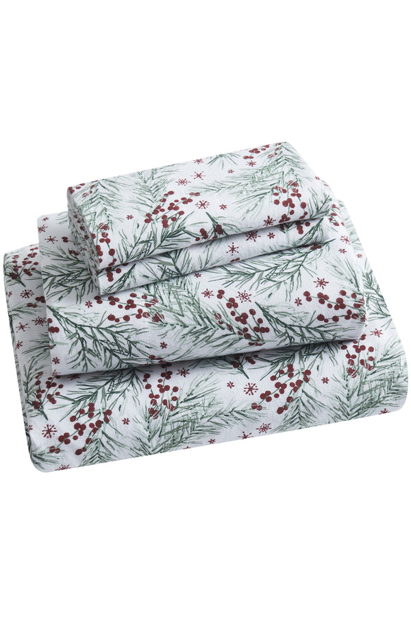Tahari Cotton Flannel Pine 4 Piece Sheet Set, Queen
