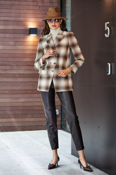 Double Breasted Ombre Plaid Blazer Image 2