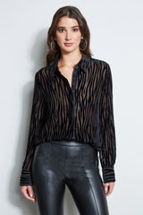 Zebra Burnout Velvet Shirt