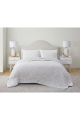 Tahari Reversible Damask Taupe Coverlet Blanket, Queen