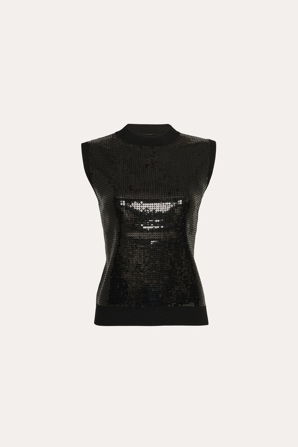 Sleeveless Pave Sequin Sweater