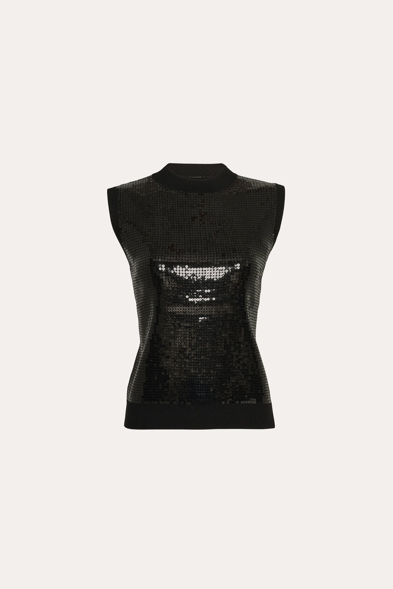 Sleeveless Pave Sequin Sweater