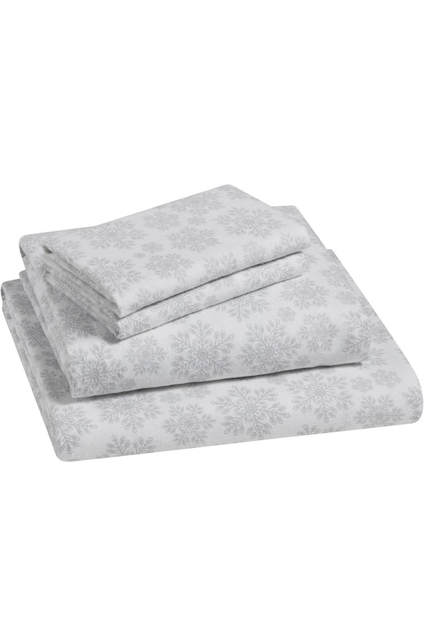 Tahari Snowflake Cotton Flannel 4 Piece Sheet Set, Queen