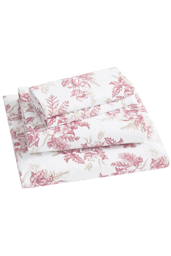 Tahari Floral Toile Cotton Flannel Piece Sheet Set, Full
