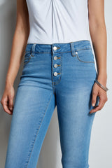 Tahari Skinny Button Denim Jeans