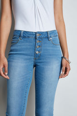 Tahari Skinny Button Denim Jeans