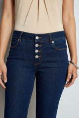 Tahari Skinny Button Denim Jeans