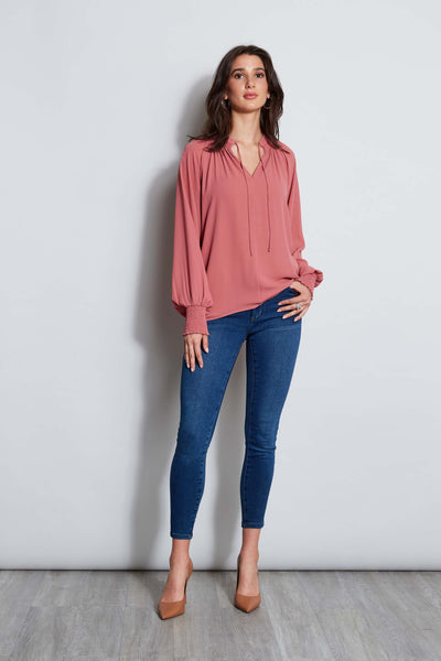 T-Tahari Split Neck Tie Shirt Image 2