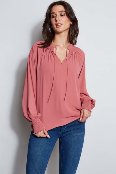T-Tahari Split Neck Tie Shirt Image 1