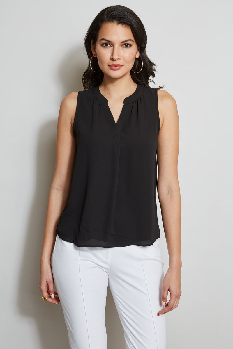 T-Tahari Sleeveless Split Neck Shirt – Elie Tahari