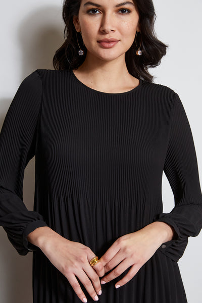 T-Tahari Pleated Chiffon Shift Dress