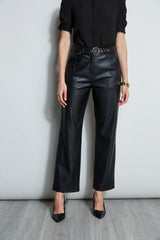 T-Tahari Vegan Leather Belted Pant