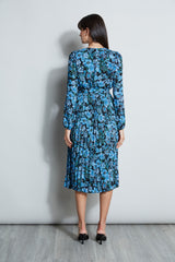 T-Tahari Floral Long Sleeve Pleated Wrap Dress