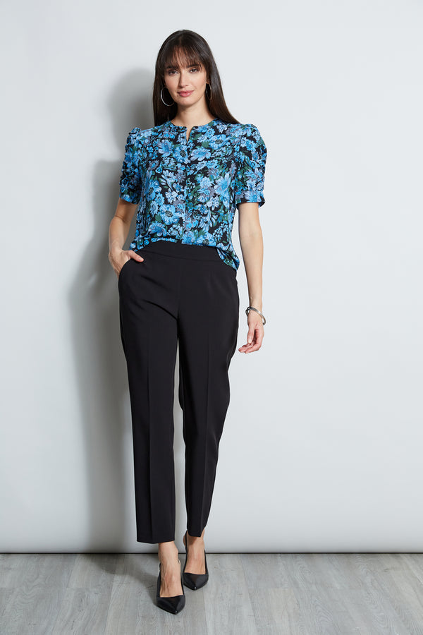T-Tahari Floral Puff Sleeve Shirt