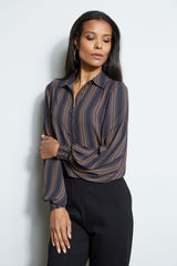 T-Tahari Dot Print Button Down Shirt