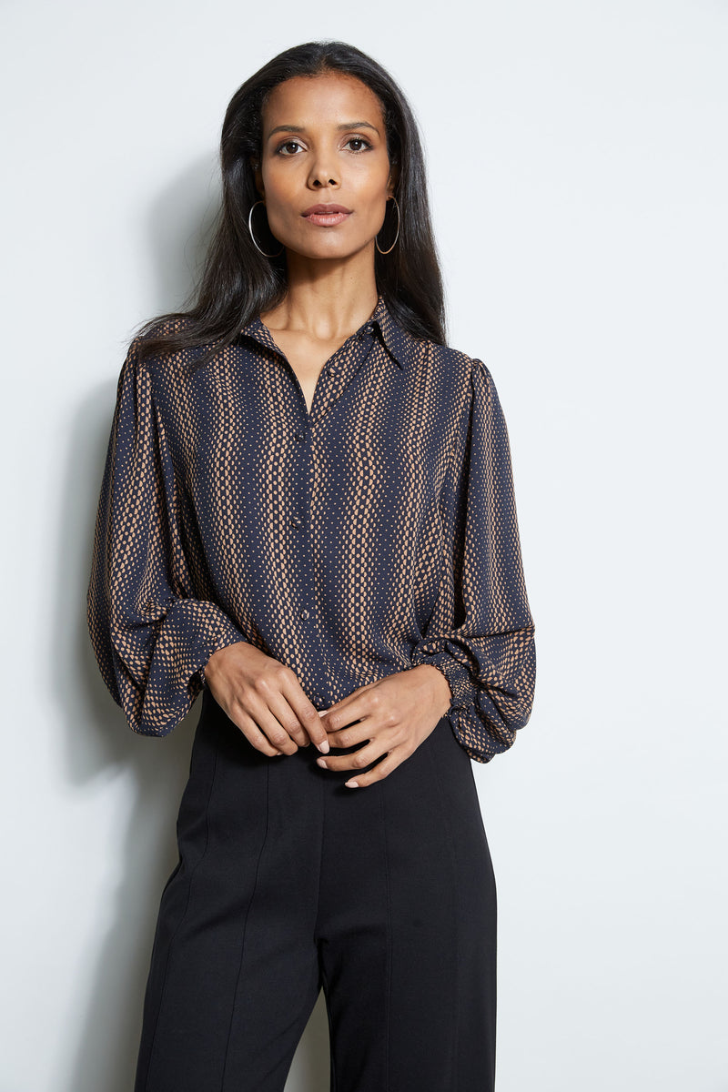 T-Tahari Dot Print Button Down Shirt