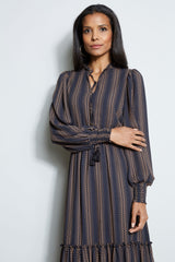 T-Tahari Long Sleeve Dot Print Midi Dress