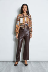 T-Tahari Patchwork Button Down Shirt