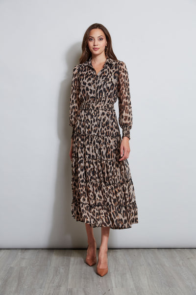 T Tahari Leopard Maxi Shirt Dress Image 1