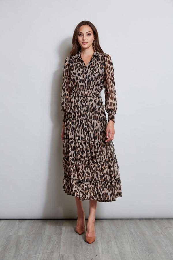 Tahari Leopard Maxi Shirt Dress