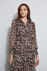 Tahari Leopard Maxi Shirt Dress