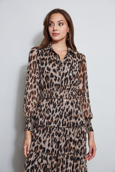 T Tahari Leopard Maxi Shirt Dress Image 3