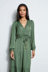 T-Tahari Long Sleeve Tiered Midi Dress