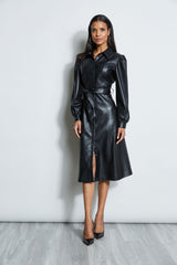 T-Tahari Vegan Leather Shirt Dress