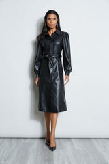 T-Tahari Vegan Leather Shirt Dress