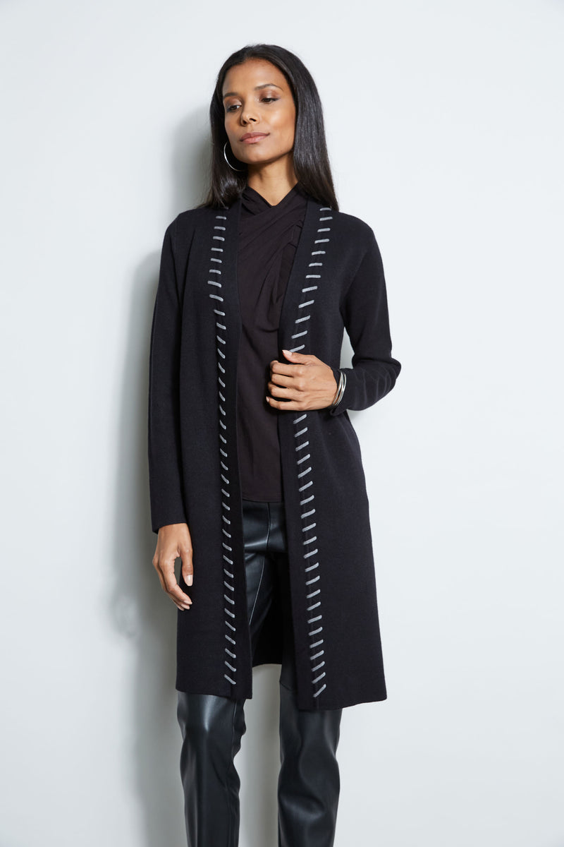 T-Tahari Stitched Long Cardigan