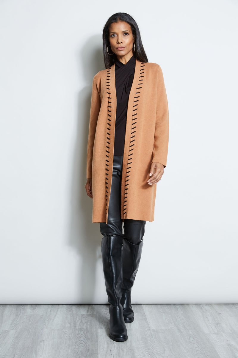 T-Tahari Stitched Long Cardigan